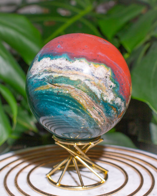 Rainbow Wave Ocean Jasper Sphere