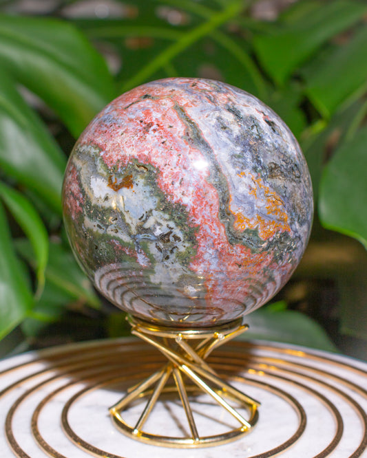 Druzy Orbicular Ocean Jasper Sphere