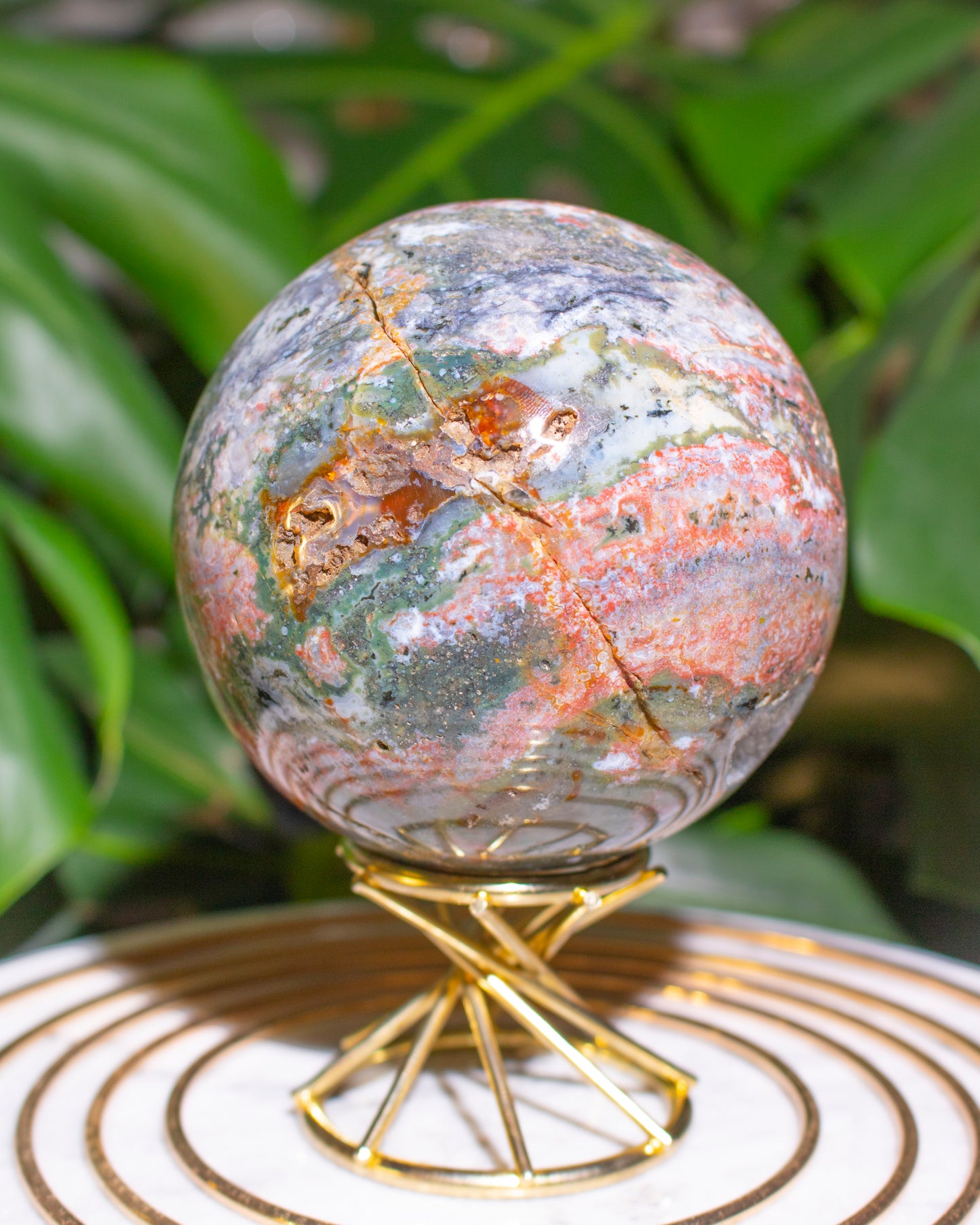 Druzy Orbicular Ocean Jasper Sphere