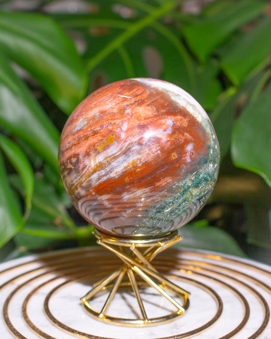 Tri-Color Ocean Jasper Sphere