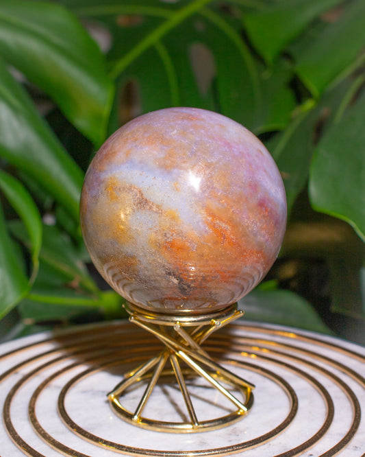 Pastel Lavender and Orange Ocean Jasper Sphere