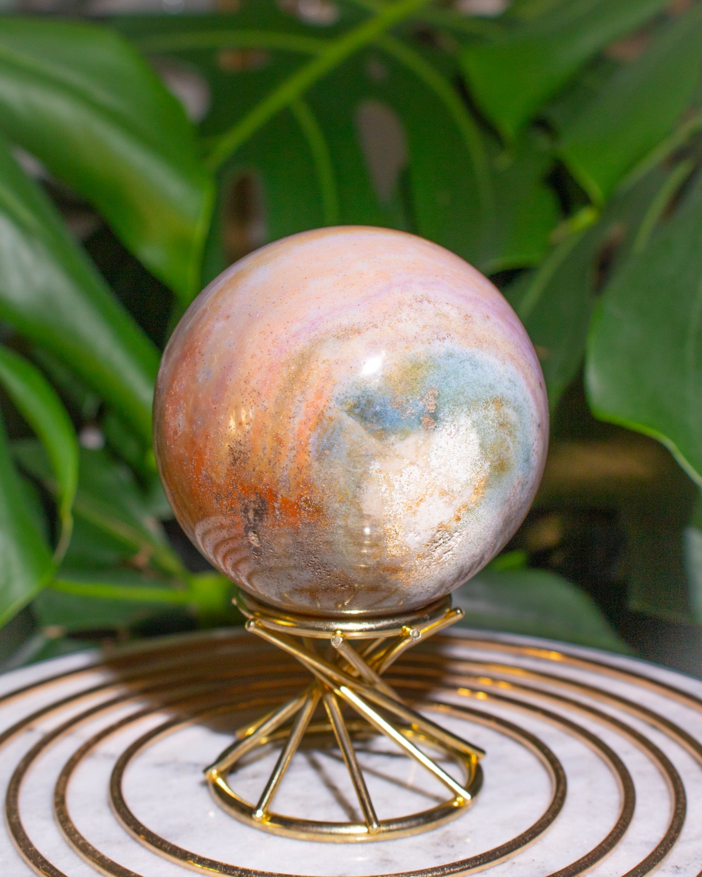 Pastel Lavender and Orange Ocean Jasper Sphere