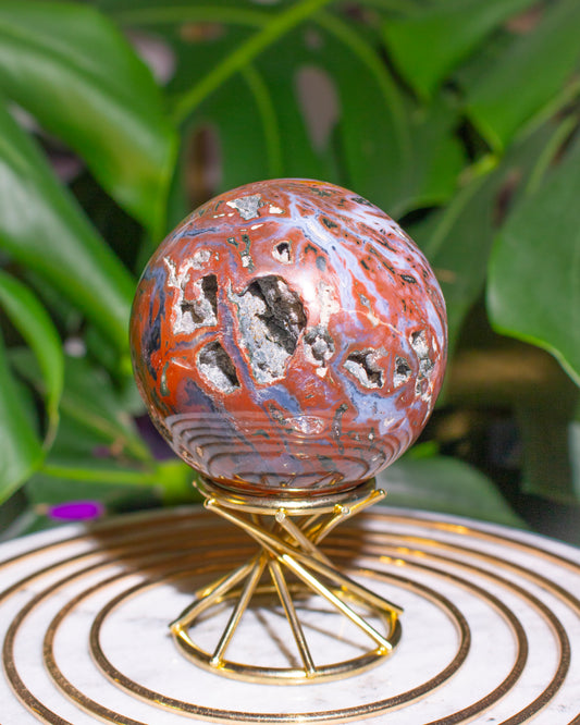 Cavernous Red Planet Ocean Jasper Sphere