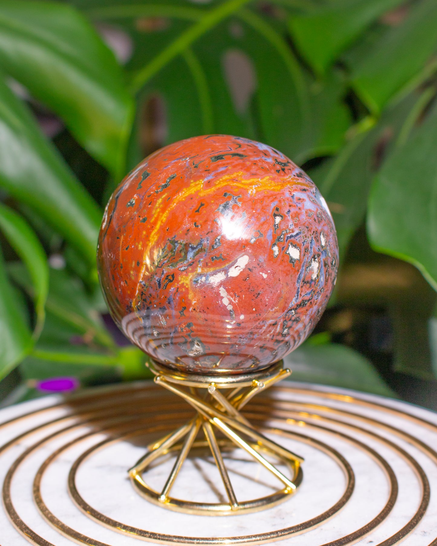 Cavernous Red Planet Ocean Jasper Sphere