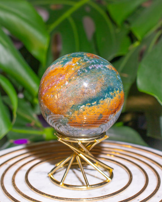 Earthy Fairy Garden Rainbow Ocean Jasper Sphere