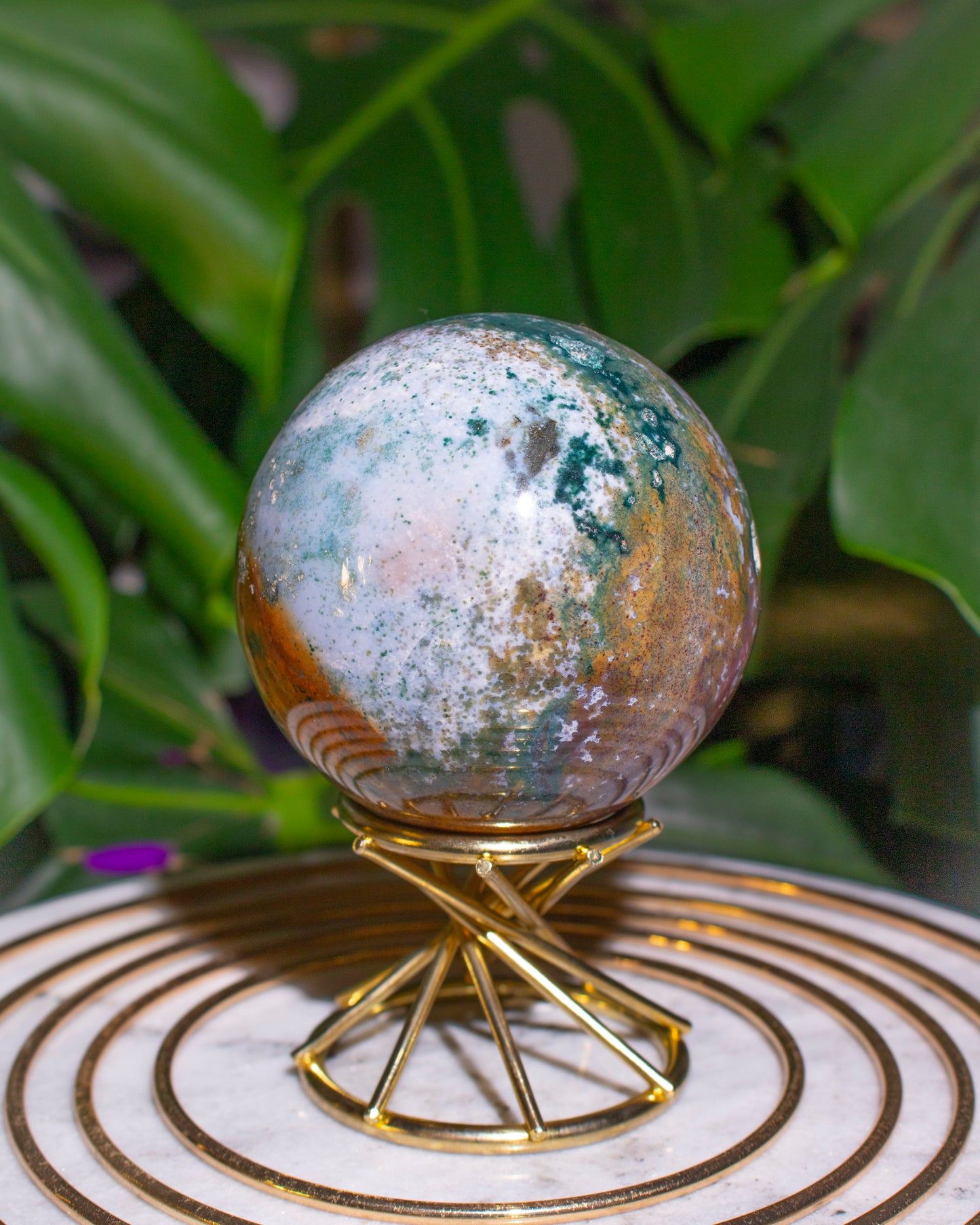 Earthy Fairy Garden Rainbow Ocean Jasper Sphere