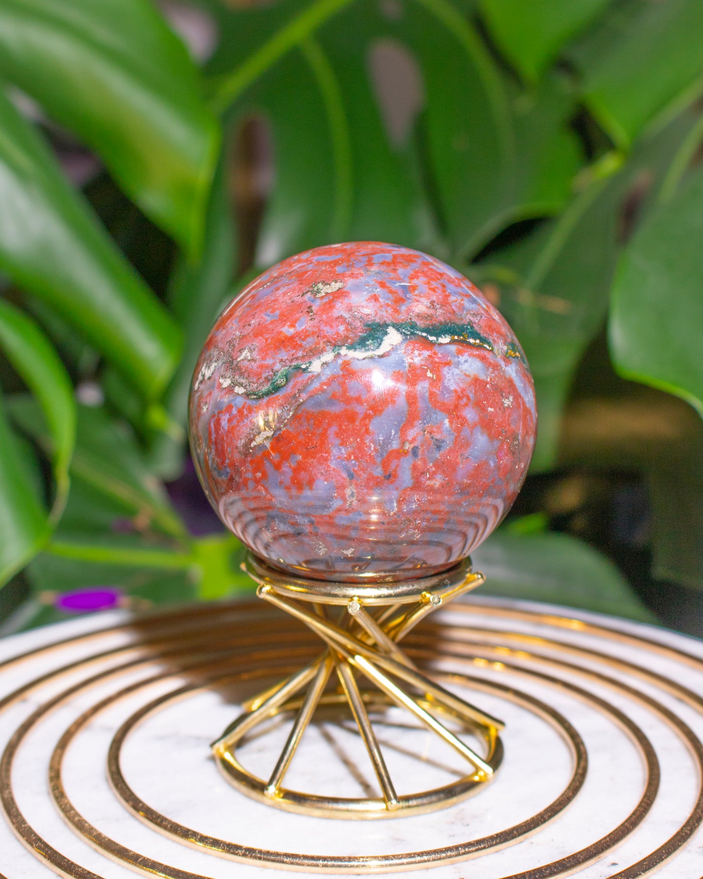 Red & Blue Planet Ocean Jasper Sphere