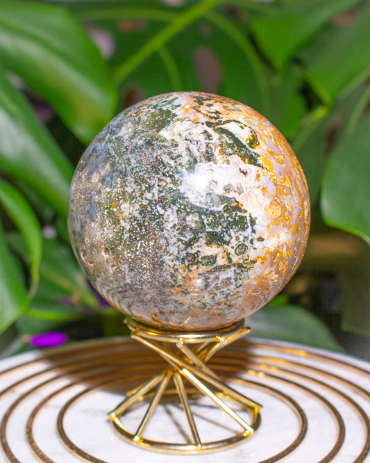 Duality Blue & Gold Ocean Jasper Sphere