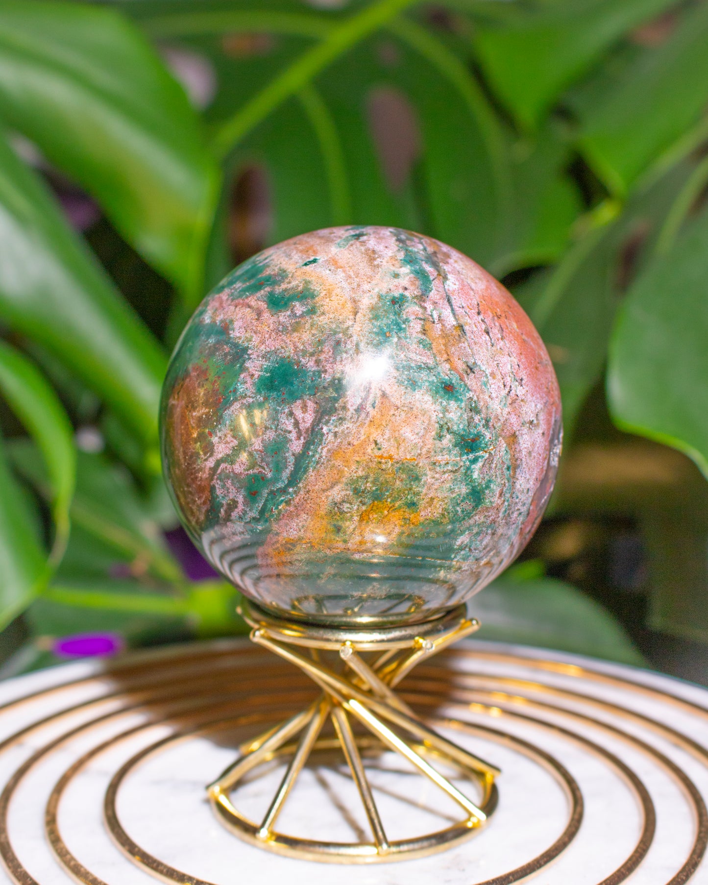 Druzy Rainbow Fairy Garden Ocean Jasper Sphere