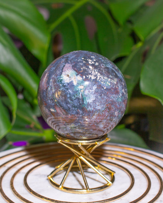 Galaxy Blue and Pink Ocean Jasper Sphere