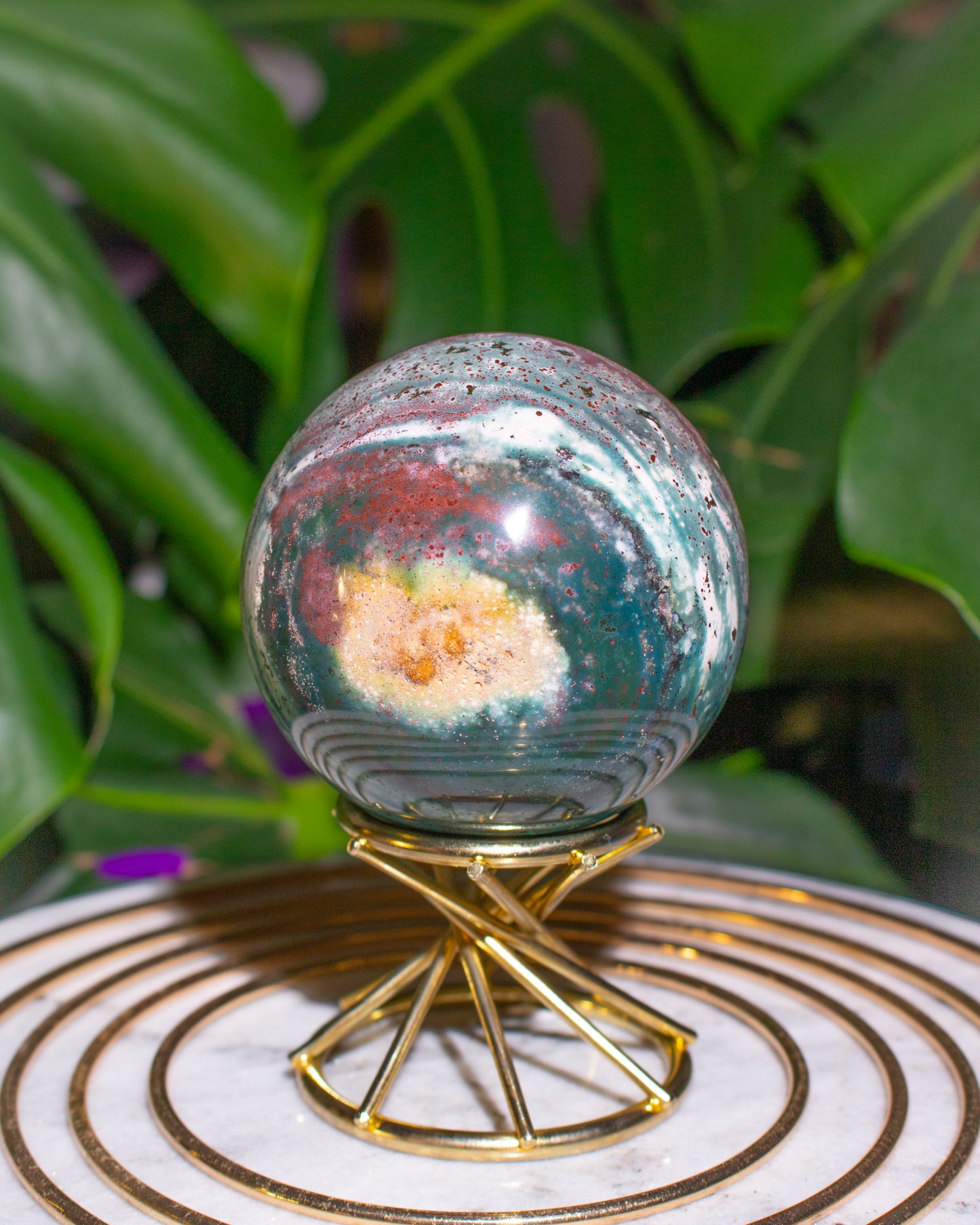 Unique Purple & Teal Ocean Jasper Sphere