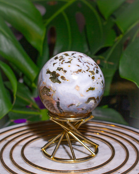 Pastel Blue Fairy Garden Ocean Jasper Sphere