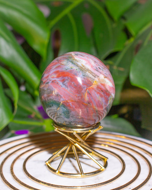 Pink Rainbow Swirl Ocean Jasper Sphere