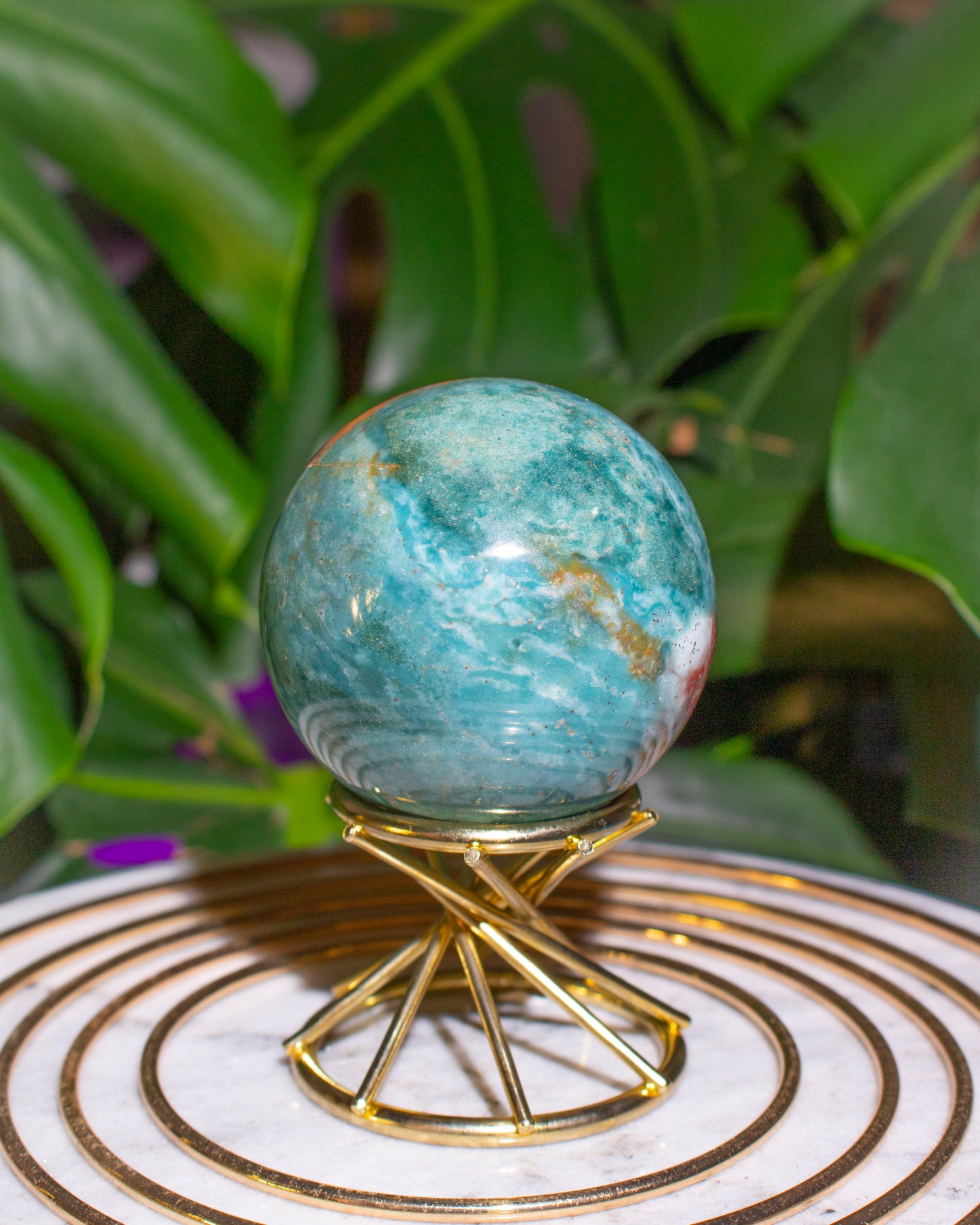 Split-Color Ocean Jasper Sphere