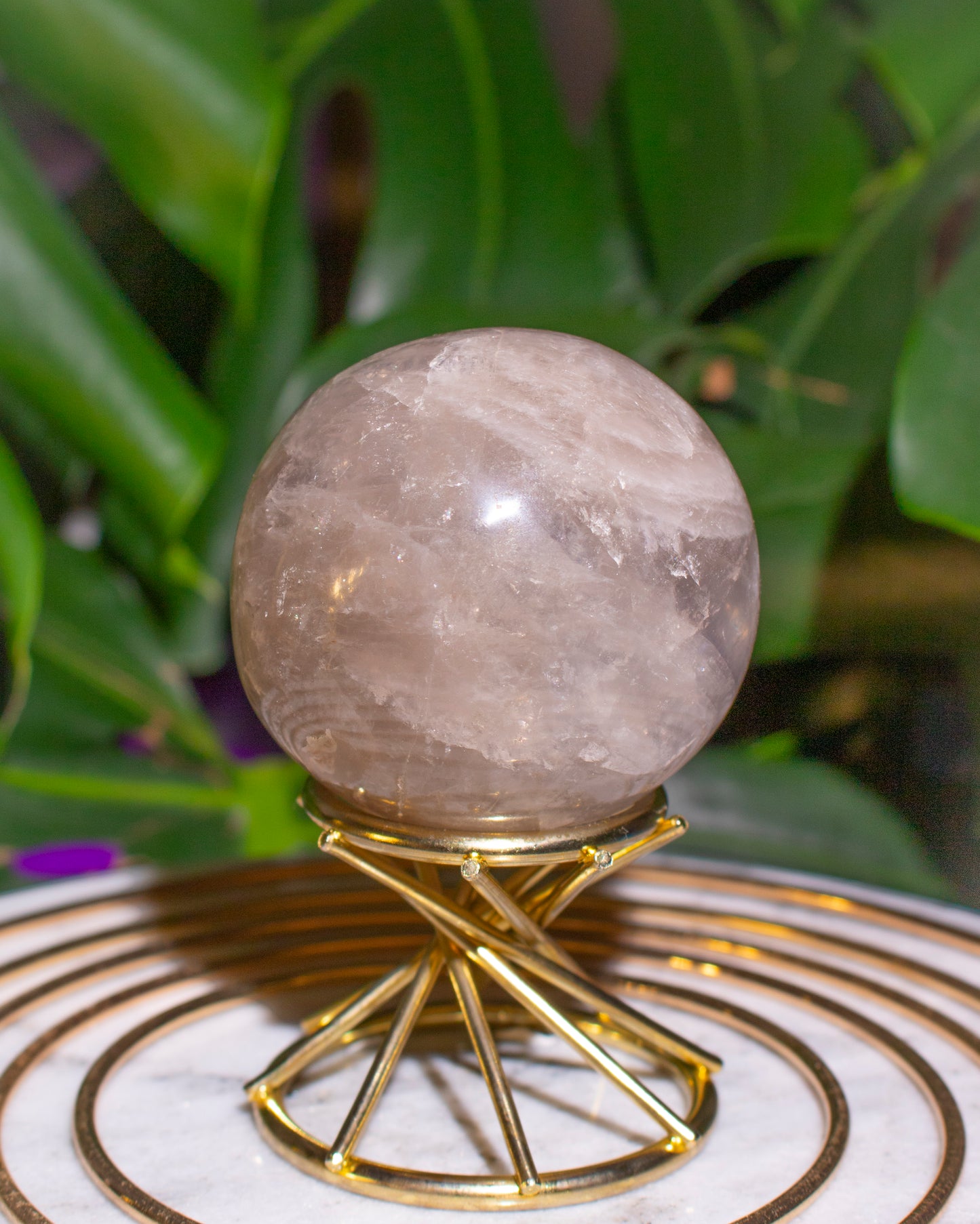 Small Blue Grey Rose Quartz Sphere