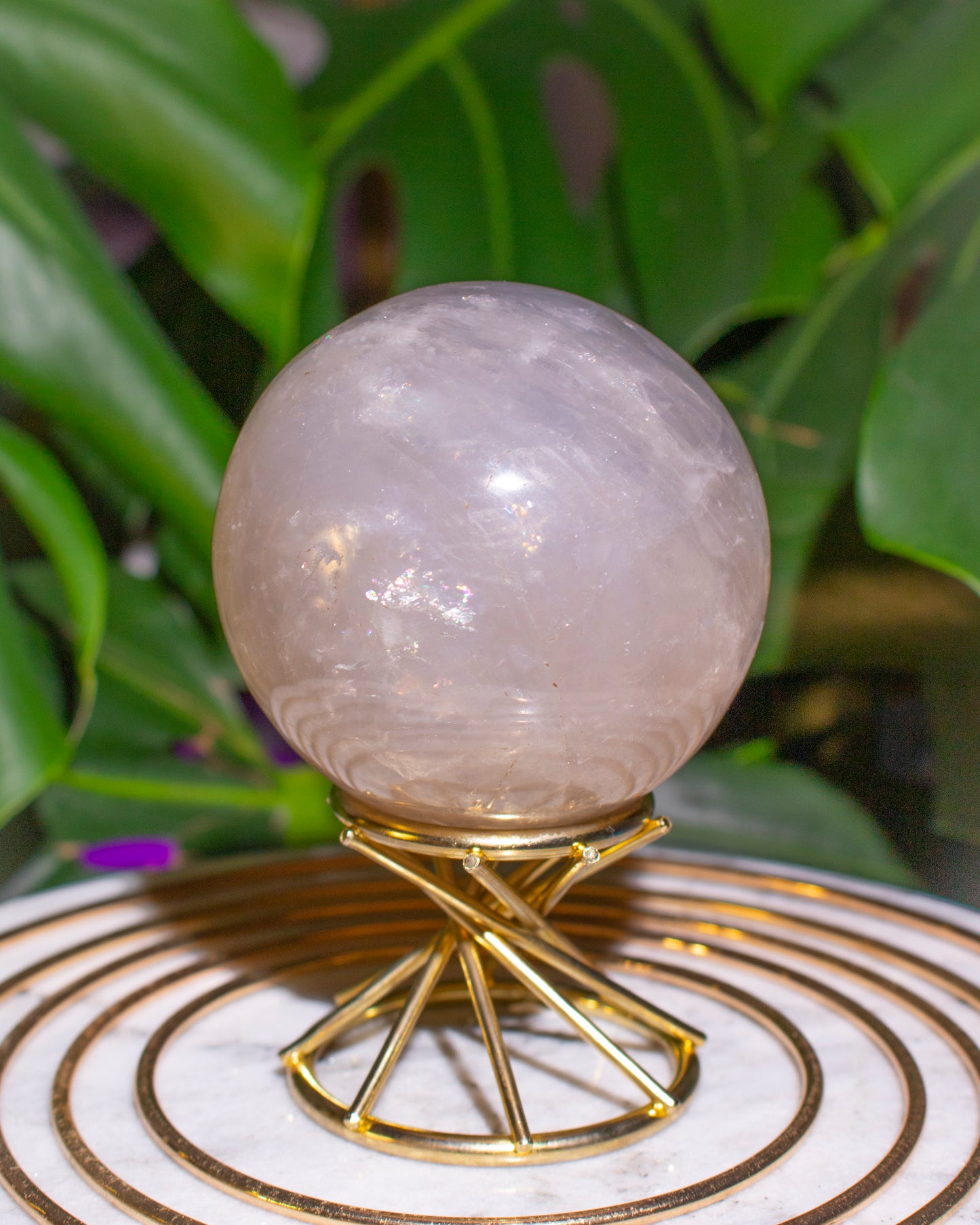 Blue Grey Rose Quartz Sphere