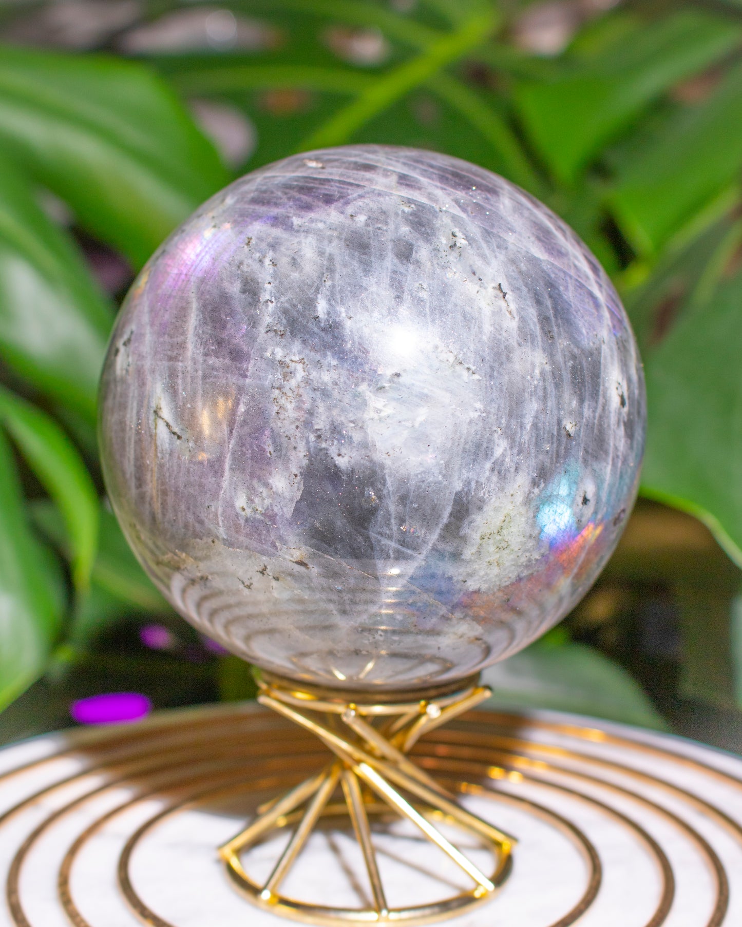 Large Purple Flash Labradorite Sphere