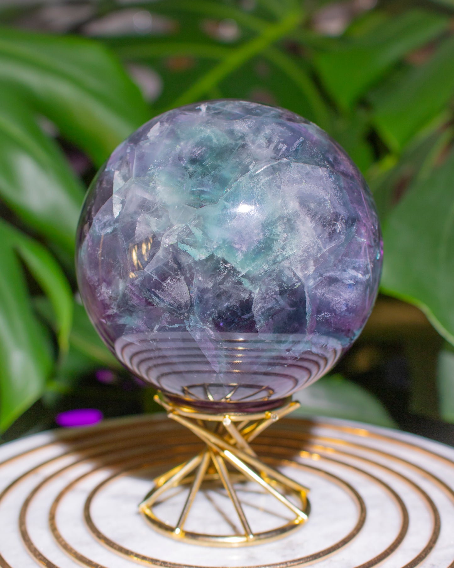 Large Rainbow Chevron Fluorite Sphere