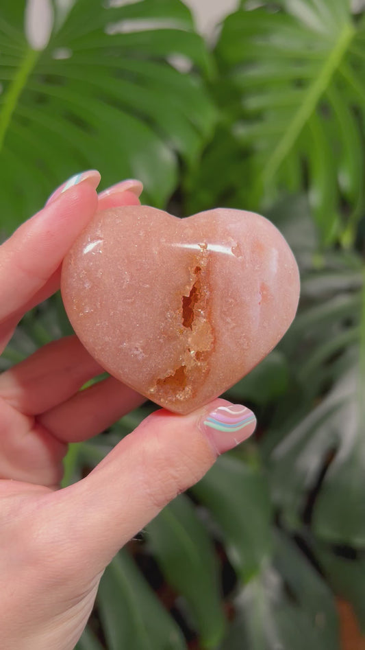 Druzy Peach Pink Amethyst Heart