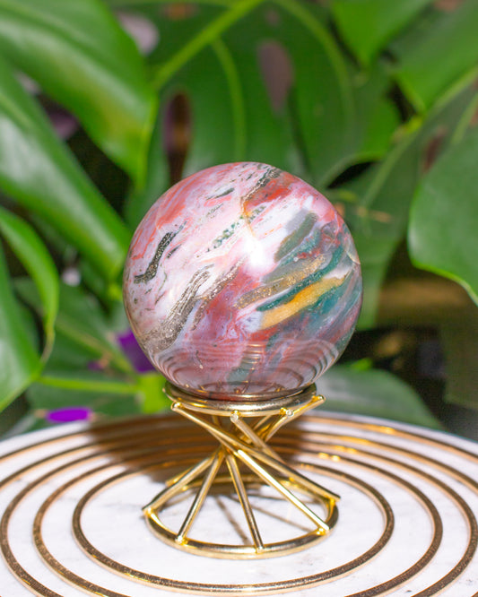 Pink Rainbow Swirl Ocean Jasper Sphere