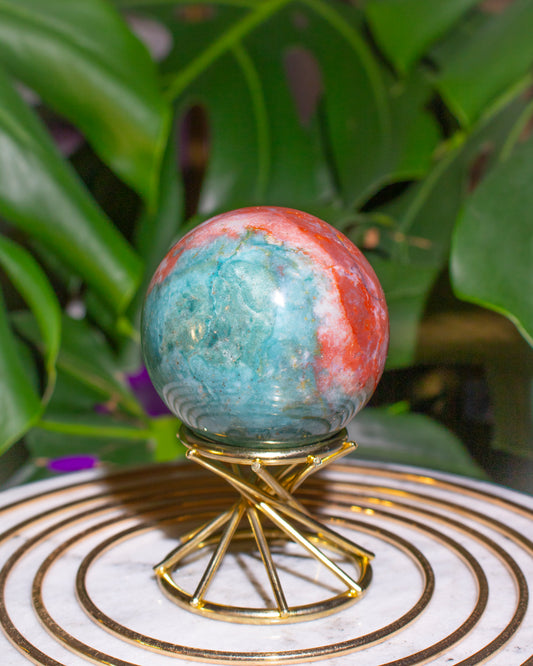 Split-Color Ocean Jasper Sphere