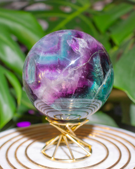 Large Rainbow Chevron Fluorite Sphere