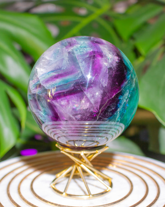 Large Rainbow Chevron Fluorite Sphere