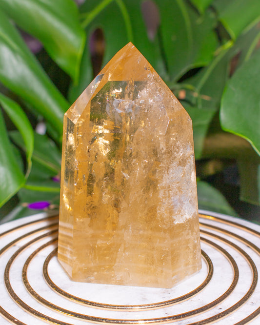 Large Natural Brazilian Rainbow Citrine Tower