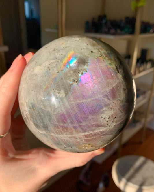 Large Purple Flash Labradorite Sphere