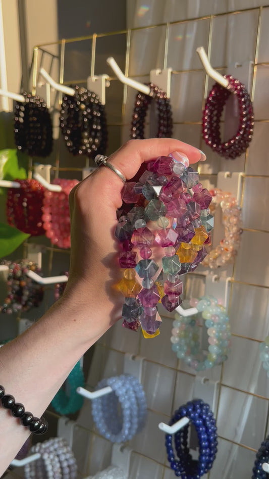 Faceted Rainbow Fluorite Bracelet